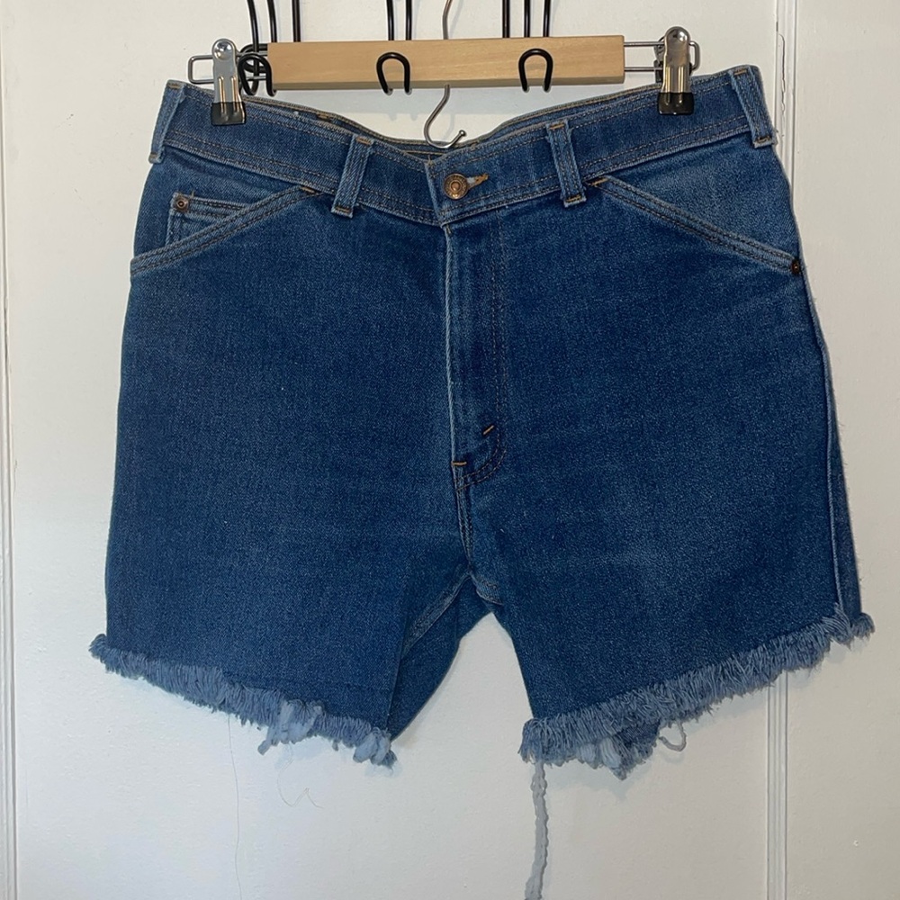 Levi’s Vintage 80s cutoff short denim jean shorts orange tab modified with fray